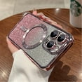 thumbnail image 3 of Compatible with iPhone 13 Magnetic Glitter Case with Camera Lens Protector Full Protection Case Compatible with MagSafe Elegant Anti-Scratch Case Cover for iPhone 13 Pink, 3 of 16