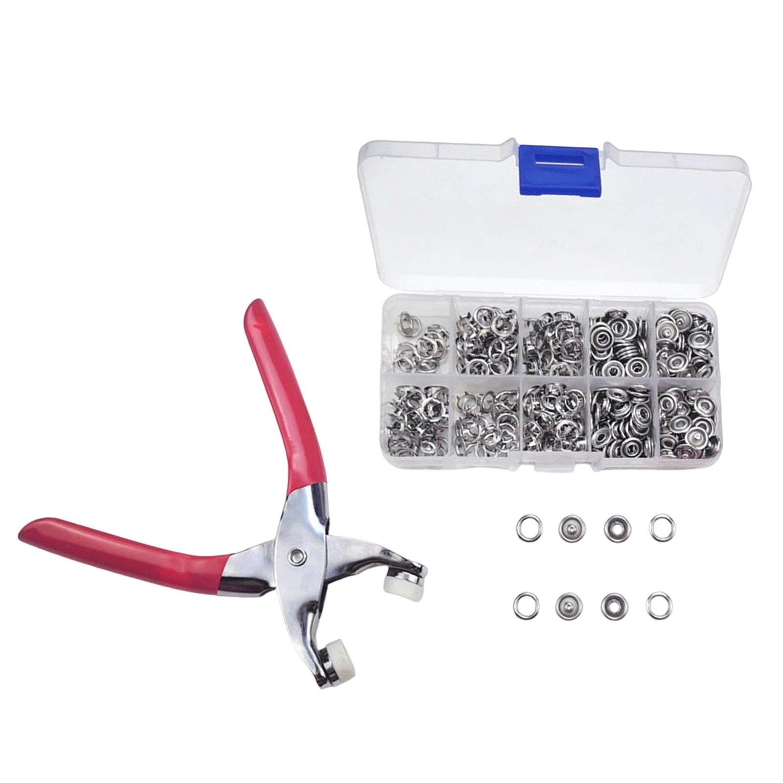 100 Sets Snaps Buttons with Fastener Pliers Press Studs Hollow Solid Prong 9.5mm for Clothing Hats Crafting Sewing Jeans