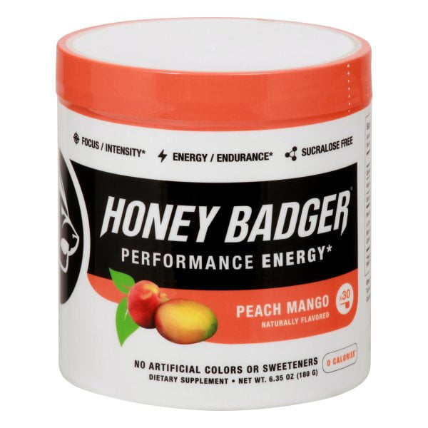 Honey Badger Vegan Keto Pre Workout Peach Mango