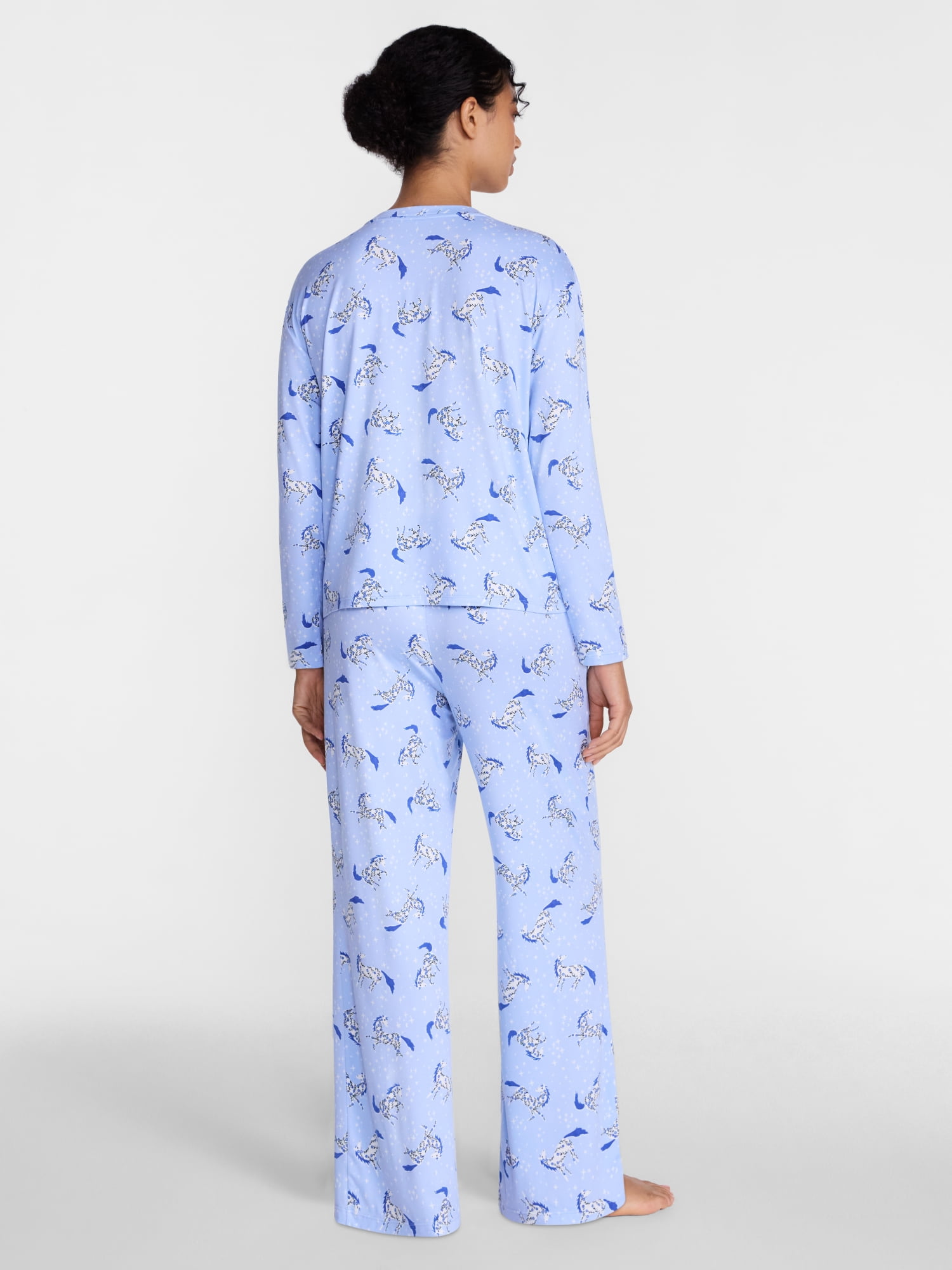 Joyspun Women's Essential Sleep Top and Pants, 2-Piece Pajama Set, Sizes XS-3X