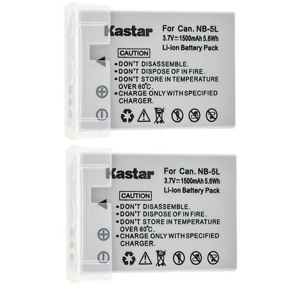 Kastar 2-Pack NB-5L Battery Replacement for Canon NB-5L NB5L, NB-5LH NB5LH, 1135B001 Battery, canon CB-2LX CB-2LXE Charger, Canon Digital IXUS 860 IS Camera