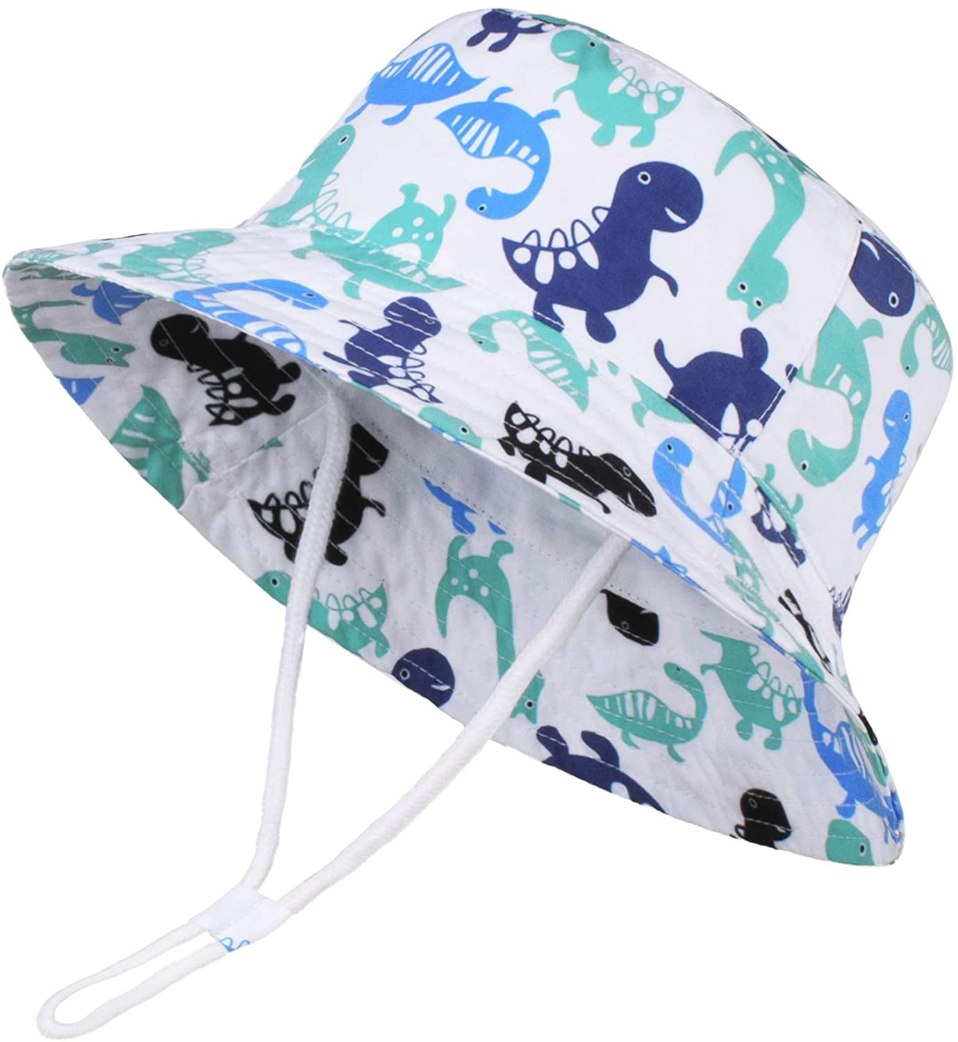 LANGZHEN Sun Protection Hat for Kids Toddler Boys Girls Wide Brim Summer Play Hat Cotton Baby Bucket Hat with Chin Strap 