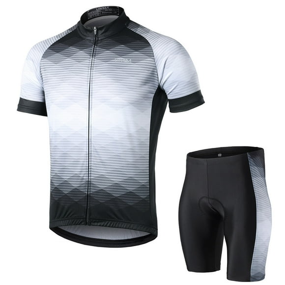 Lixada Men's Cycling Jersey Breathable Short Sleeve Cycling Shirt and Padded Shorts Mountain Bike Clothing Set