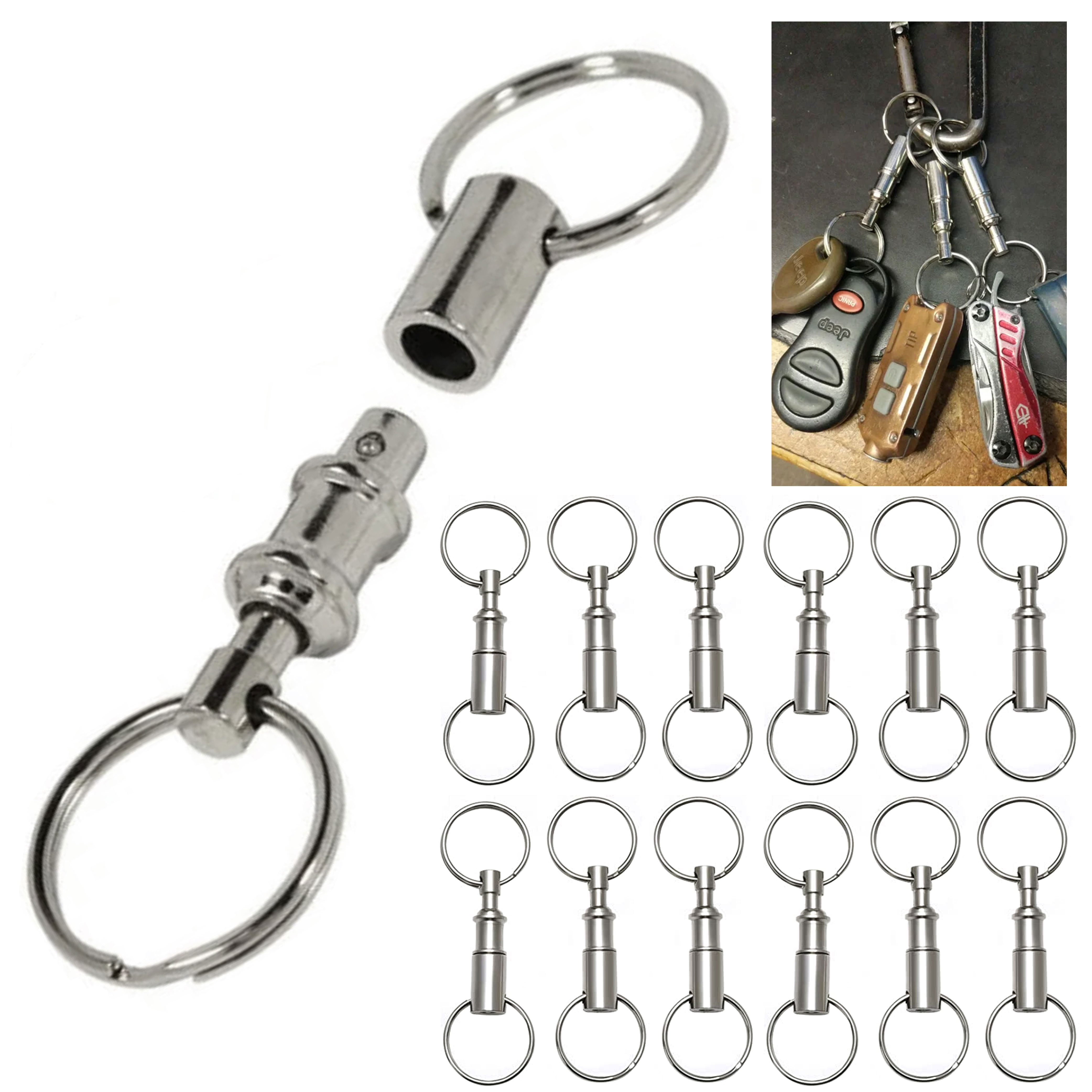 Free Shipping Aluminum 2.5" Lots 12PC Carabiner Spring Belt Clip Key Chain 