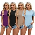 thumbnail image 3 of FJUCHAI Women's Short Sleeve T Shirts Summer Lace Loose Tee Cotton Casual Tops Womens Crewneck Tee Shirts S-XXL, 3 of 9