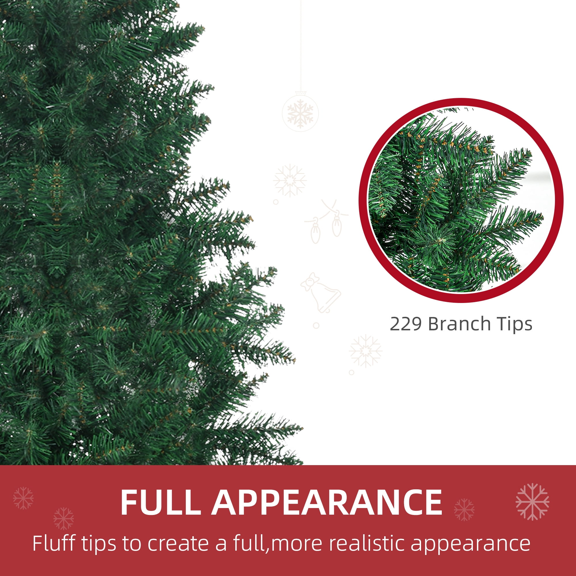 Astoutdoor Artificial Christmas Tree, 5 ft Half Design, PVC and Steel, Green, Indoor Use