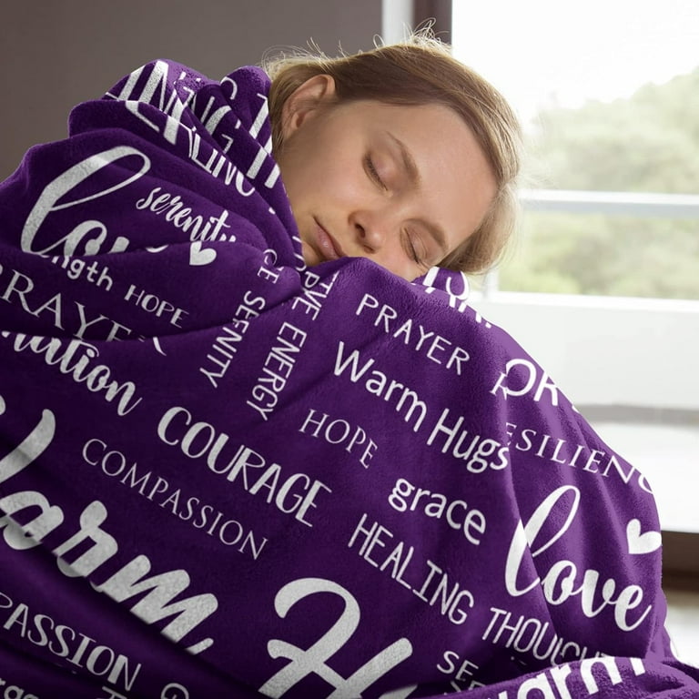 Get Well Soon Gifts for Women, Inspirational Gifts for Women, Couragement  Compassion Purple Throw Blanket Warm Hugs Gifts for Women Friend Mom Wife  Daughter Sister Colleague 50x60 