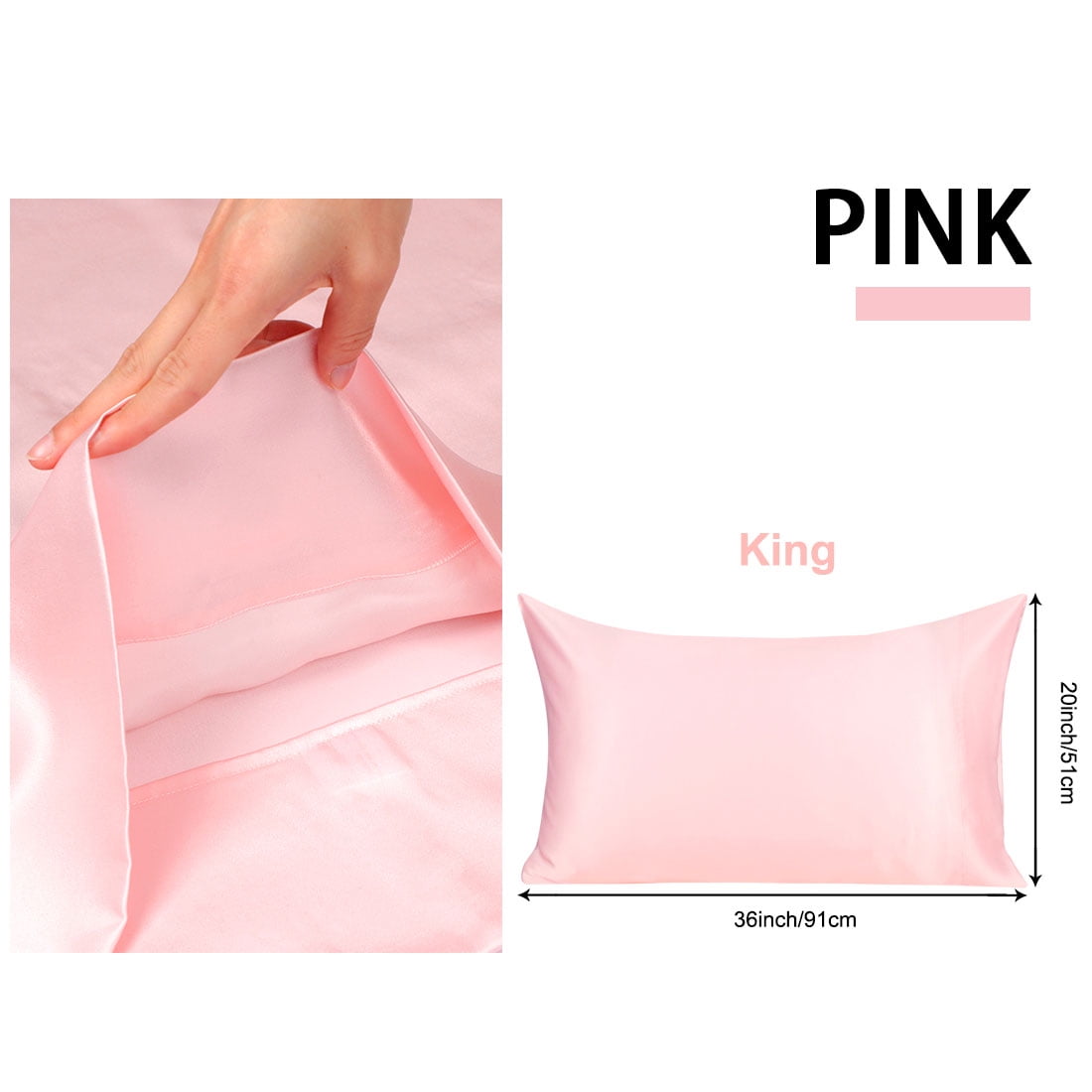 Unique Bargains 2-Pack Silk Pillowcase Eye Cover Set Pink King