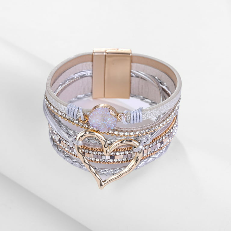 Bracelet for Women Wrap Multi-Layer Leather Bracelet Magnetic