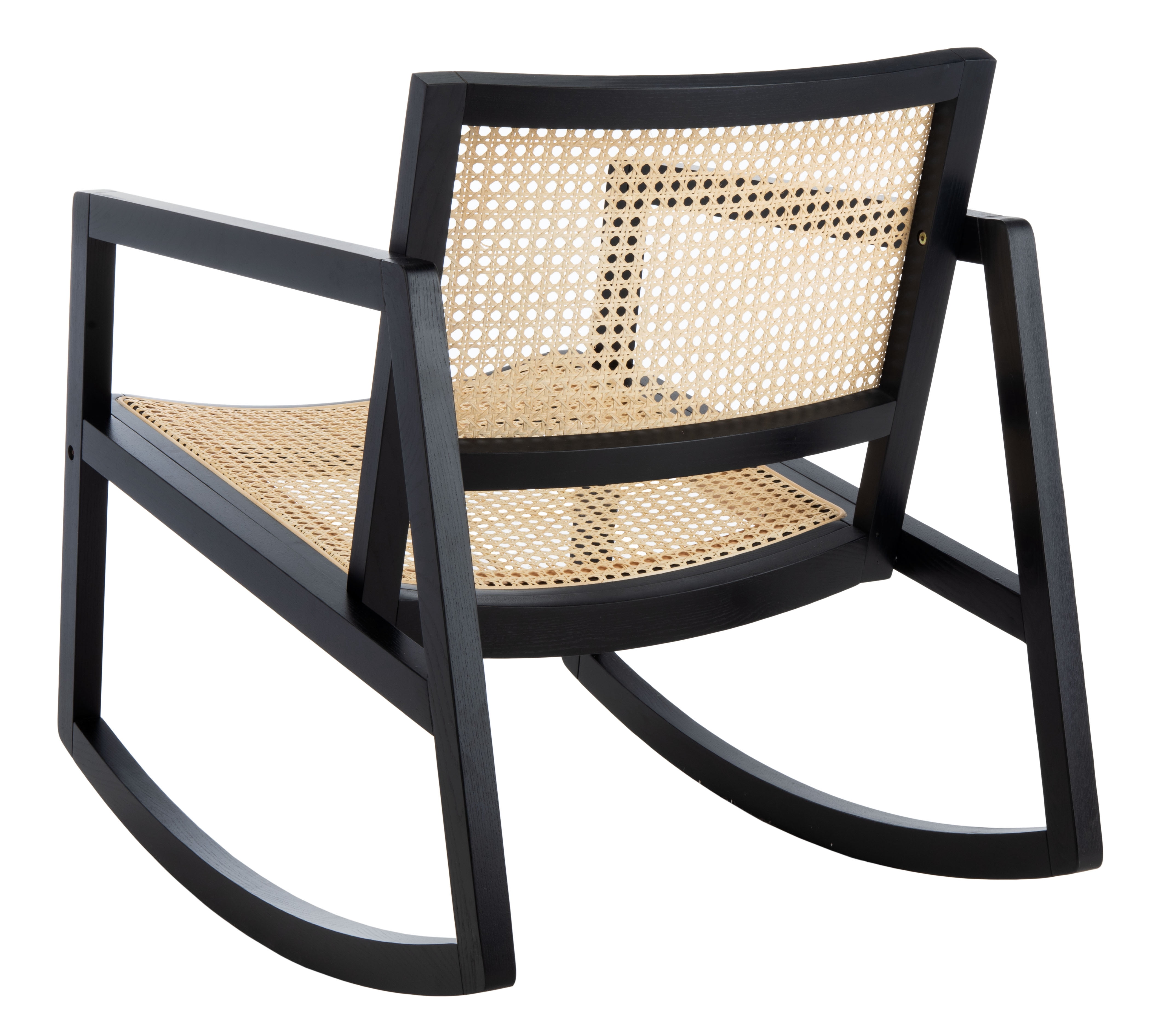 SAFAVIEH Couture Perth Coastal Solid Rattan Rocking Chair, Black/Natural