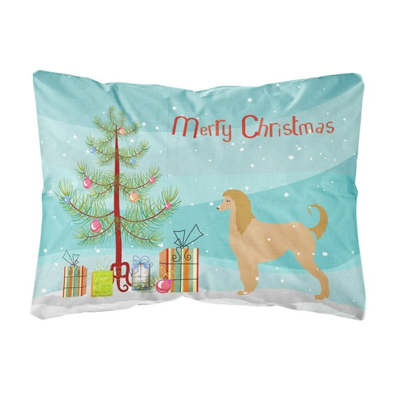 Carolines Treasures BB2924PW1216 Afghan Hound Merry Christmas Tree Canvas Fabric Decorative Pillow, 12H x16W, multicolor