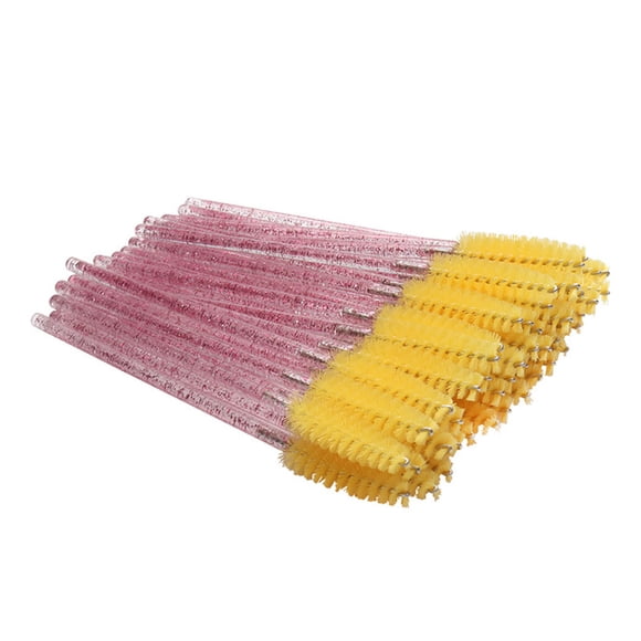 Vogacara 50 piezas de cepillo de pestañas, varitas de cerdas dulces para el Día de San Valentín, pinzas para cejas, herramienta de Pinceles de maquillaje y herramientas rosa rojo/amarillo