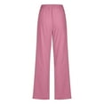 thumbnail image 6 of QATAINLAV Womens Casual Cotton Linen Pants Summer Lightweight Wide Straight Leg Lounge Trousers Solid Drawstring Elastic Waist Beach Pants with Pockets Pink XXXXXL Weekly Sales, 6 of 7
