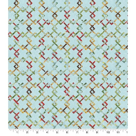 UPC: 0887816368797 | Red Trucks and Bicycles Geometric Cotton Fabric