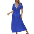 thumbnail image 2 of zaveiop Women Swimsuit Cover up Bikini Bathing Suit Sexy Deep V Neck Swim Beach Dresses Summer Beachwear (Blue, One Size), 2 of 7