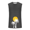 thumbnail image 4 of RYDCOT Mens Palm Tree Print Sleeveless Cotton Tank Tops Workout Cut off Shirts Muscle Gym T Shirts Dark Gray, 4 of 5