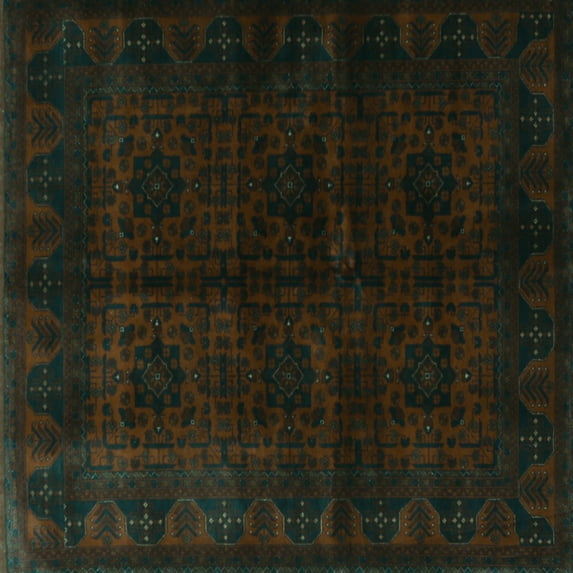 Ahgly Company Indoor Square Persian Turquoise Blue Traditional Area Rugs, 5' Square