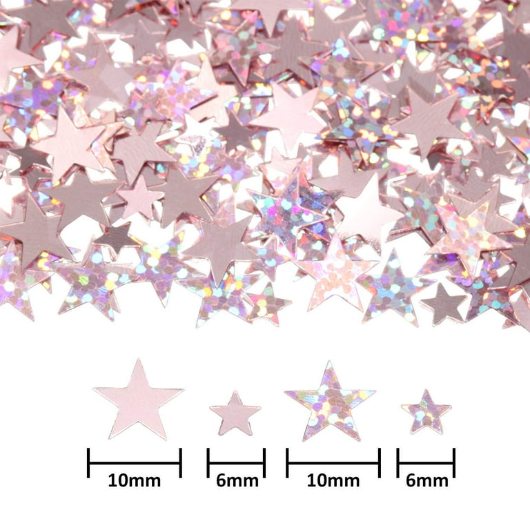 HESTYA 60 g Star Confetti Glitter Table 10mm and 6mm, Holographic Silver