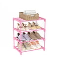 thumbnail image 2 of 4-Tier Narrow Shoe Rack, Bug Hull Stackable Metal Shoe Organizer Tower for 8-10 Pairs, Pink, 2 of 7