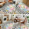 thumbnail image 5 of Spring Easter Flowers Area Rugs 4'x6', Washable Small Throw Rugs for Office Bathroom, Farmhouse Floral Black Buffalo Plaid Indoor Outdoor Rug Non-Slip Low Pile Carpet Runner Reversible Floor Mats, 5 of 8