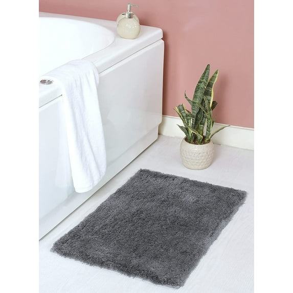 Accent Home Bathroom Rug Mat, Extra Soft Absorbent Premium Bath Rug, Non-Slip Comfortable Bath Mat, Carpet for Tub, Shower, Bath Room, Pack of 1 24x36 inch in grey Color.