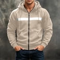thumbnail image 6 of YUGYXL Mens Zip Up Fleece Lined Reflective Hoodies Sweatshirts Outdoor Workout Loose Pullover Tops with Pockets Beige Jacket, 6 of 9