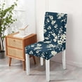 thumbnail image 3 of Blue Dining Chair Covers Set of 6,White Floral Stretch Parsons Chair slipcovers,Kitchen Spring Summer Decor Chair Seat Cover Protectors(Blue Flowers,6 Pack), 3 of 6