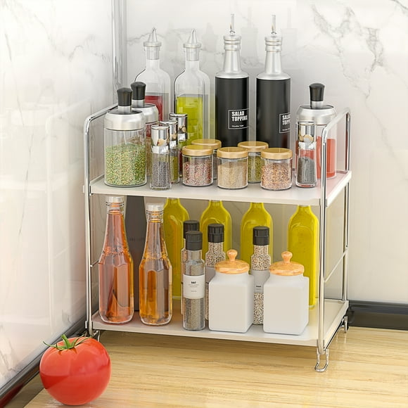 Ncheli Organizador de Maquillaje con Estantes Ajustables de Metal Blanco