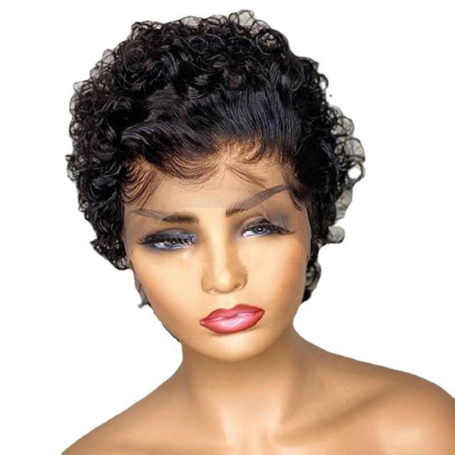 Peluca africana para mujer, rizos pequeños y esponjosos, resistente al calor, cubierta para la cabeza negra