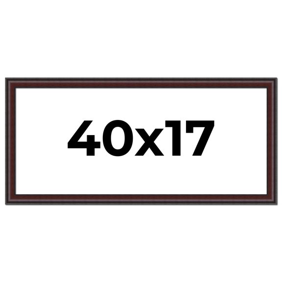 40x17 Frame Brown Round Mahogany Solid Wood Picture Frame | 1.625 Inch Moulding Width | with UV