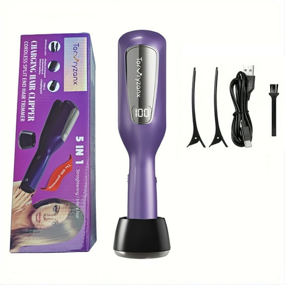 TorVryzanx Wireless Charging Negative Ion Hair Clipper, Hair Split Trimmer, 5-in-1 Multifunctional Hair Clipper, Hair Tip Maintenance, Hair Tip, Detachable And Washable Portable Hair Clipper-home