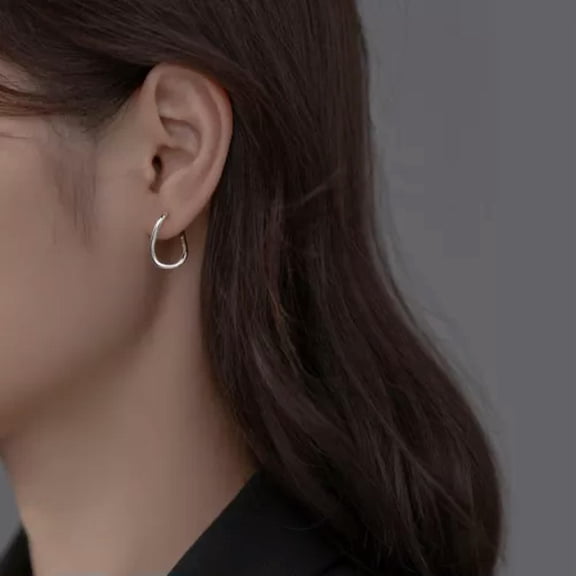 K-KED Real 925 Sterling Solid Silver Smooth Twist Hoop Earrings Hoops-Silver