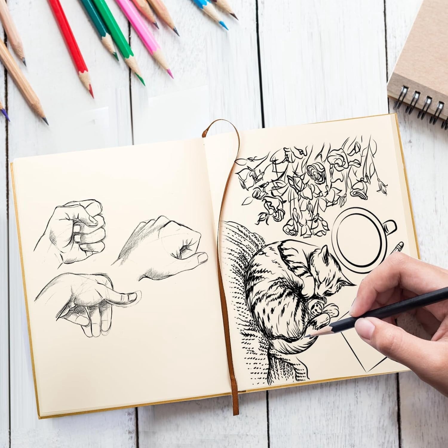 3 Pack 8.5 x 11 Inch Hardcover Sketchbook, Unlined Blank Notebook Journal, 120 Sheets/ 240 Pages Per Book, 100gsm Thick Paper, Ideal for Drawing, Art, Students and Office Supplies