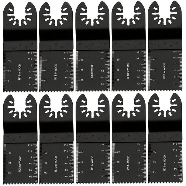 10pcs 34mm Hoja multiherramienta Hoja oscilante Acero al carbono DIY Herramienta multiusos para aserrar Raspar Formar Pulido y Eliminación de lechada (10pcs) Vhermosa YQ-2893