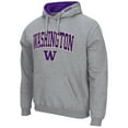 thumbnail image 2 of Men's Colosseum Heather Gray Washington Huskies Arch & Logo 3.0 Pullover Hoodie, 2 of 3