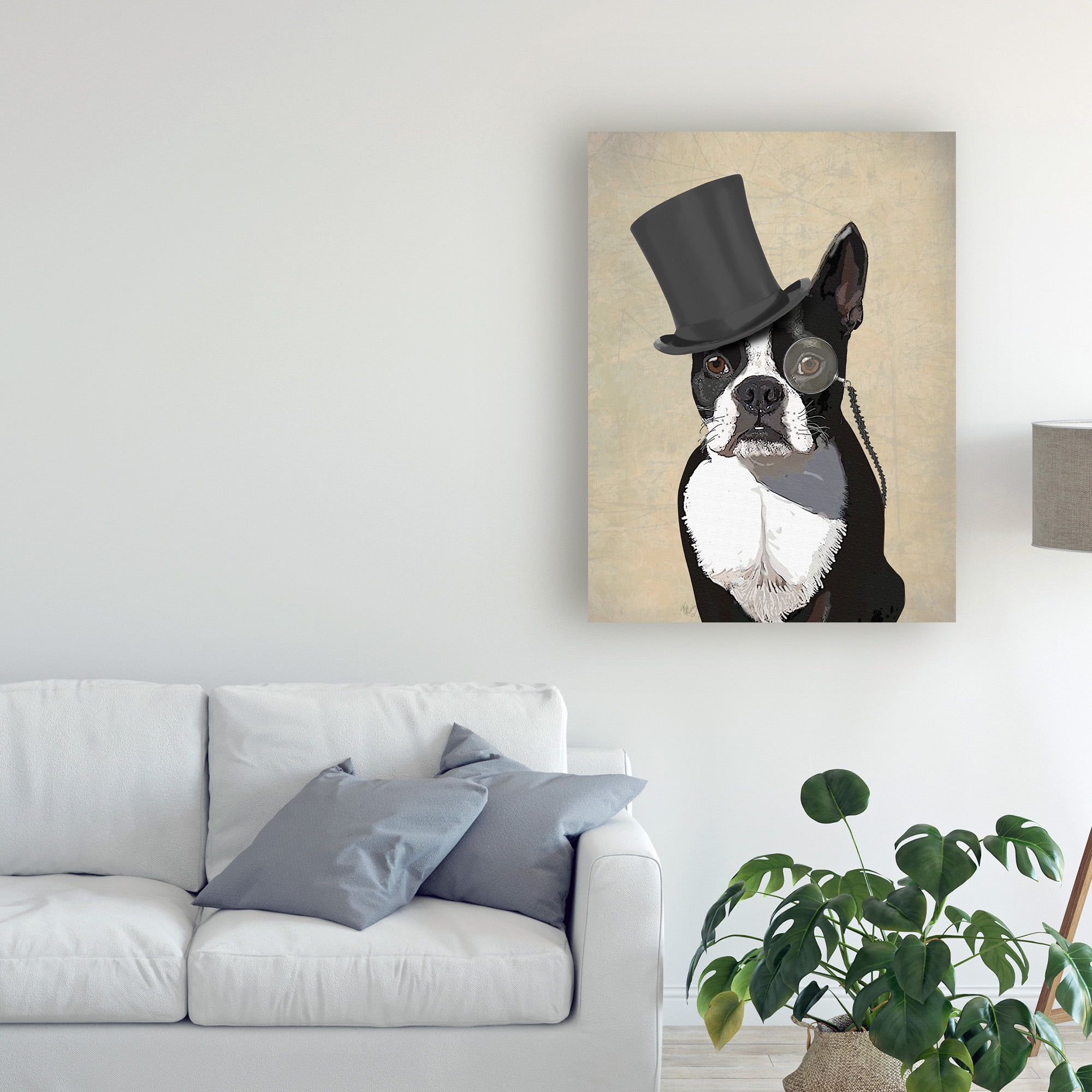 Trademark Fine Art 'Boston Terrier, Formal Hound And Hat' Canvas Art by Fab Funky