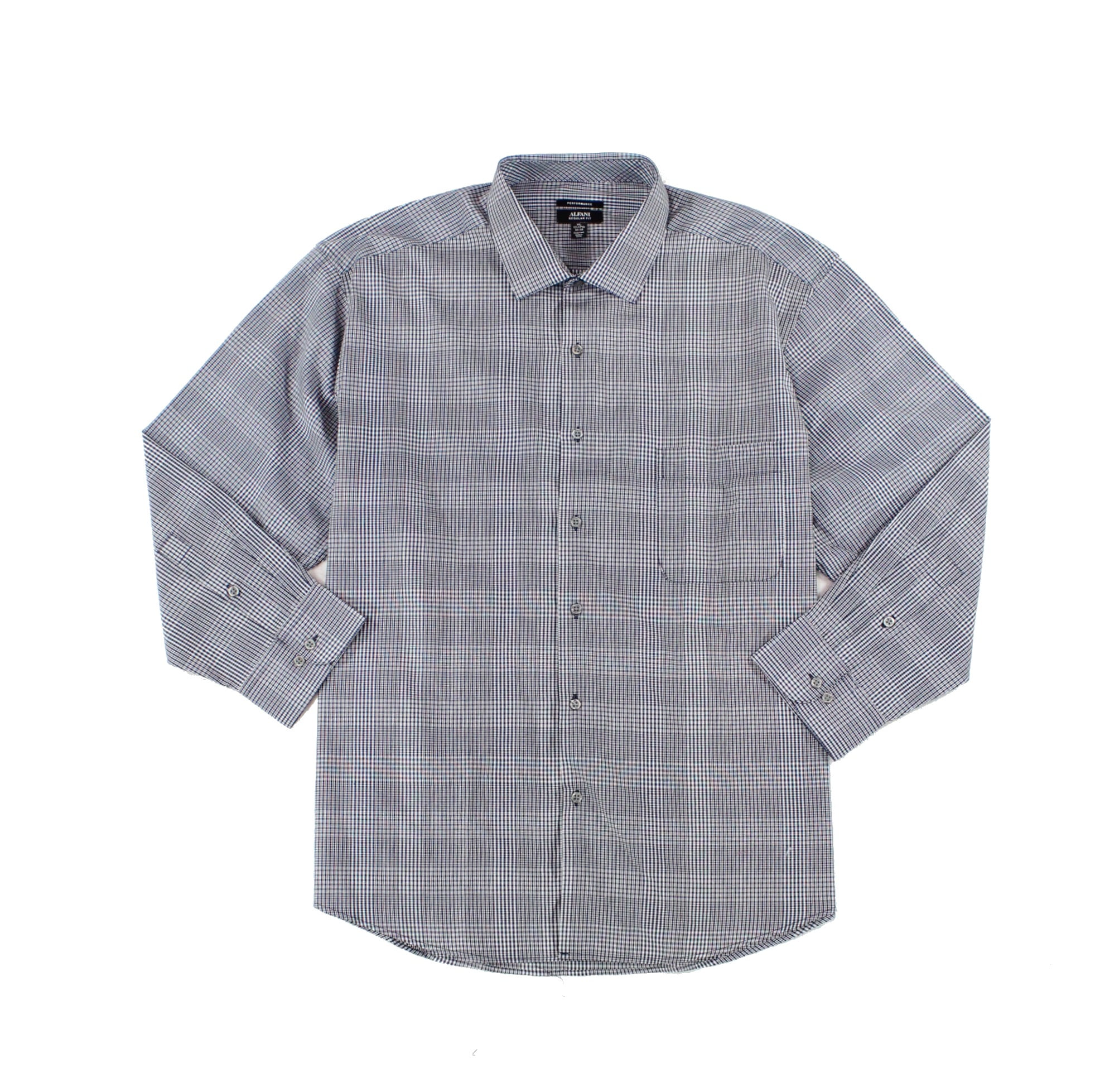 Alfani - Alfani NEW Black Mens Size Small S Long Sleeve Plaid Dress Shirt - Walmart.com 