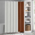 thumbnail image 3 of Boho Style Stripe Fabric Shower Curtain Brown Leather Washable Shower Curtains for Bathroom, Waterproof Bath Curtain with Hooks Home Decor 36x72in, 3 of 8