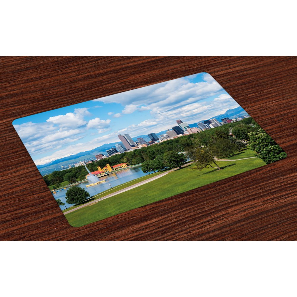 Urban Placemats Set of 4 City Park at Denver Colorado Downtown Tree and