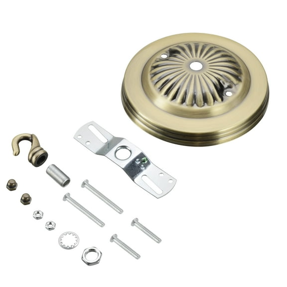 Aspen Creative 21514-21 Traditional Fixture Canopy Kit, 5" Diameter with Hook, 7/16" Center Hole, Antique Brass, 1 Sets/Pack