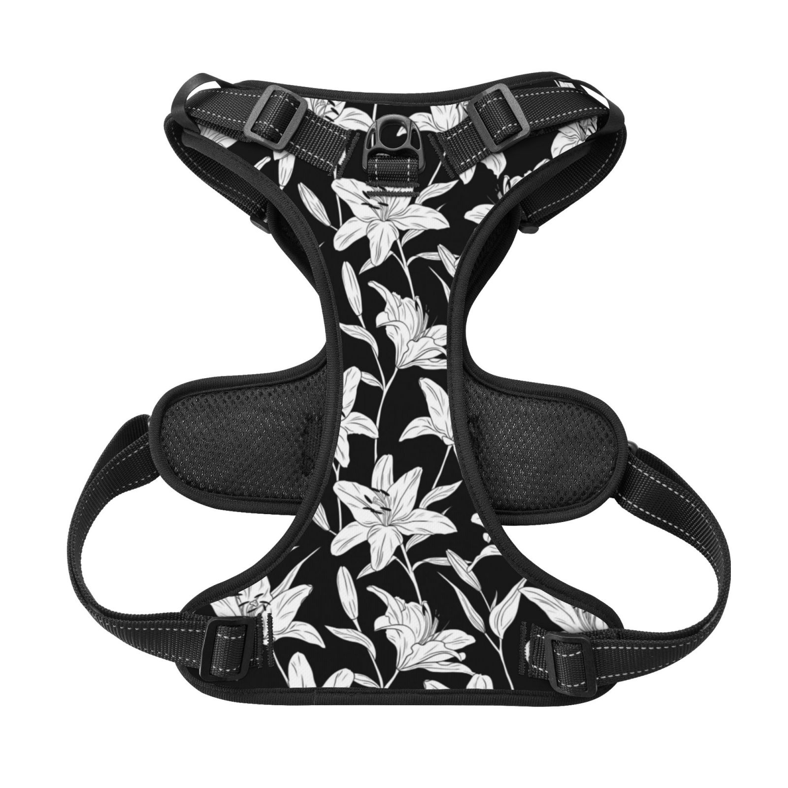 Kdxio Lilies Flowers Print No Pull Dog Harness Adjustable Reflective Oxford Easy Control Medium Large Dog Harness for Training and Everyday-Small