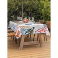 thumbnail image 3 of Outdoor Tablecloth with Umbrella Hole for Patio/Picnic/Party, Summer Ocean Waterproof Table Cloth Rectangle Table Cover Washable, Watercolor Ocean Marine Turtle Coral Starfish Blue (60"x 120"), 3 of 8