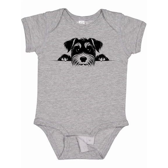 Inktastic Peeking Miniature Schnauzer Boys or Girls Baby Bodysuit