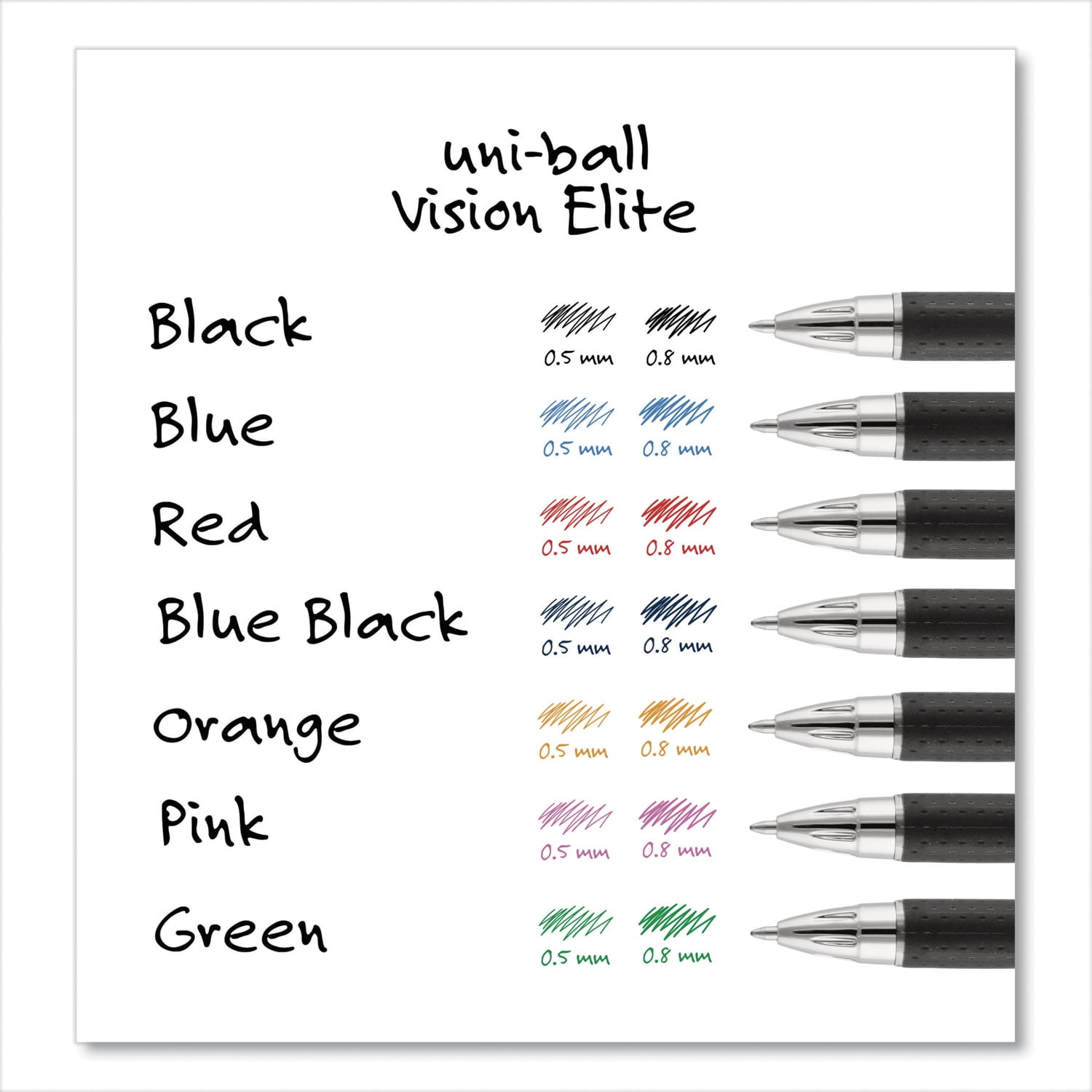 uni-ball Vision Elite Rollerball Pen Set, .5mm, 8-Colors
