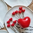 thumbnail image 2 of Visland 5/10 Pcs Heart-Shaped Fruit Forks Set Dessert Cake Appetizer Picks with Love Holder Reusable Kitchen Utensils, 2 of 8