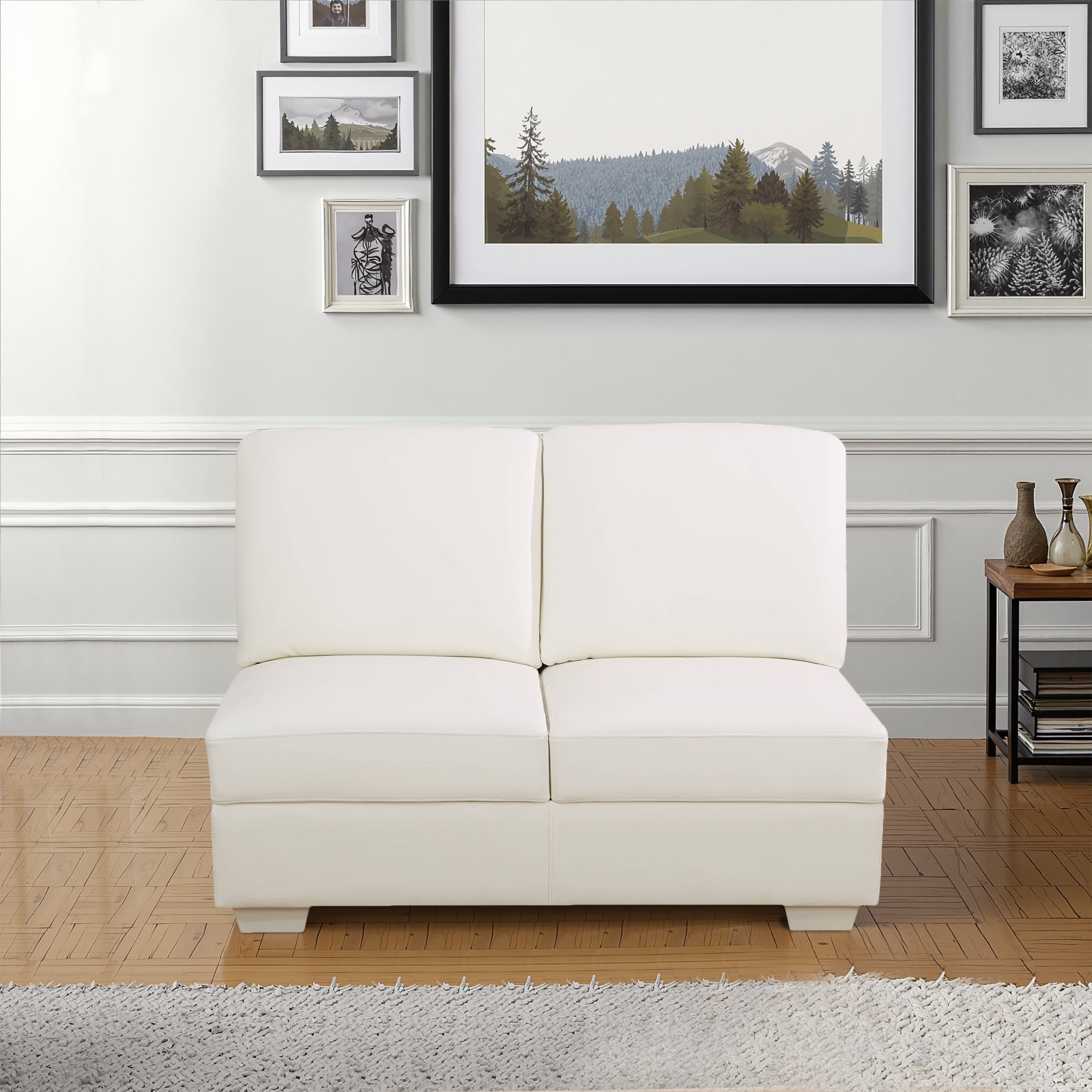 MAYEERTY 118" Flannel 8-Piece Soft Skin Free Splicing Living Room Sofa Set,Bule
