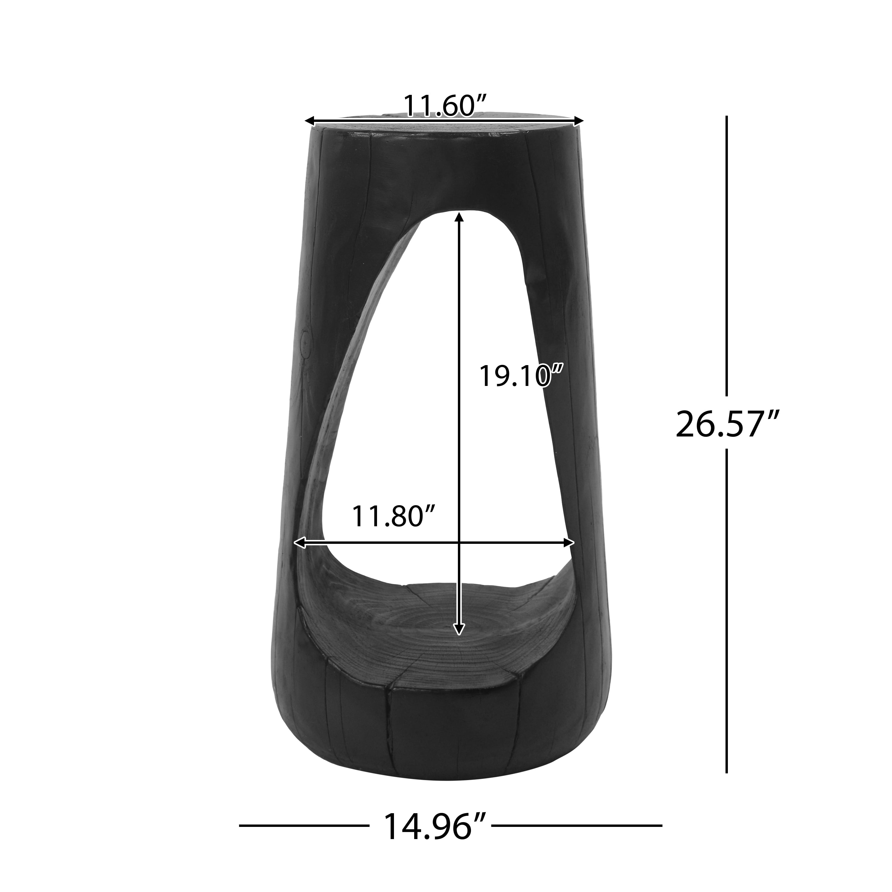 Hollow Design Side Table, Outdoor Lightweight Concrete End Table for Patio Balcony Garden, Black
