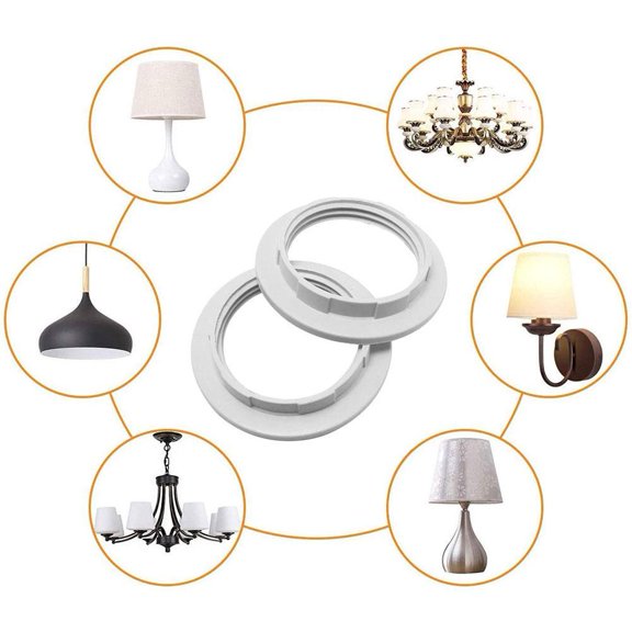2 x Black or White Light Shade Collar Adaptor E14 Holder Lamp H8 New E27 B1 N7W