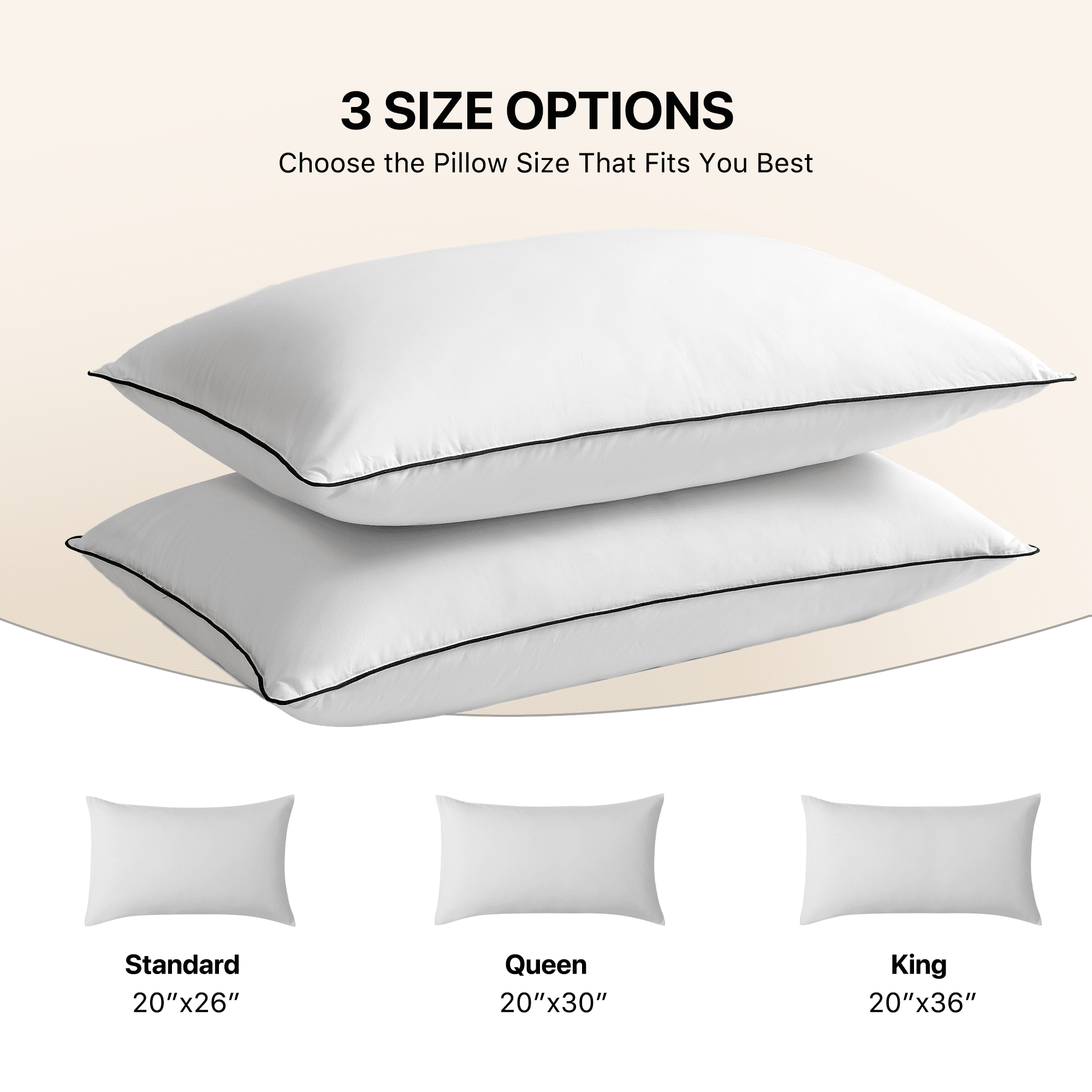 Howsheep Feather Down Pillows Set of 2, Medium Firm Hotel Bed Pillow 2 Pack, Queen Size, 20 x 30 in.