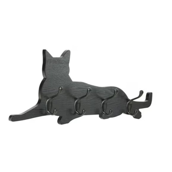 No Brand Pet Wall Decor Hook Cat Black Wood